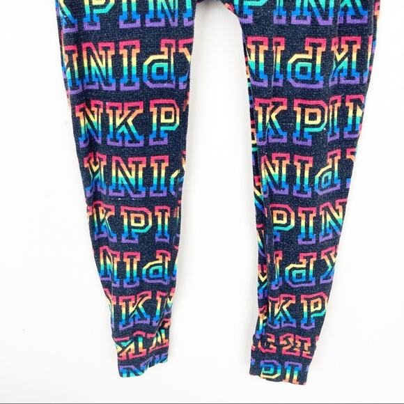 Pink Victoria’s Secret Rainbow Spell Out Butt Flap One Piece Pajamas Sz M - Picture 4 of 9